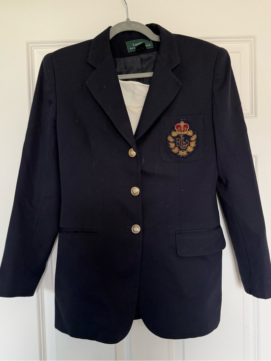 Ralph Lauren Jackets & Blazers - Vintage Ralph Lauren Wool Navy Embroidered Crest Blazer